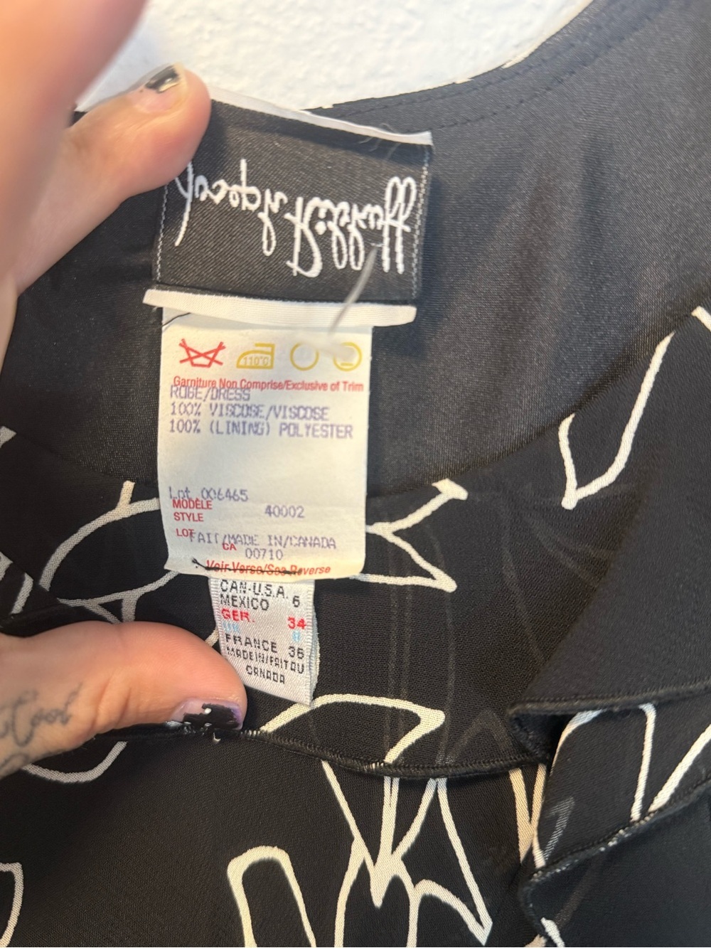 Vintage Y2K 90s Joseph Ribkoff Silk Floral Handkerchief Hem Slip Dress Black Sz6 - Picture 5 of 12